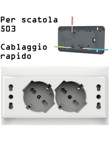 Kit 2 schuko 10/16A+2 bipasso 10/16A per scatola 503 - IMQ